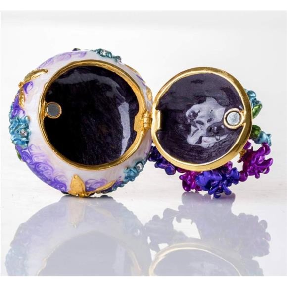 Hand Painted Rose Flower Figurine Jewelry Trinket Box - Picture 3 of 6